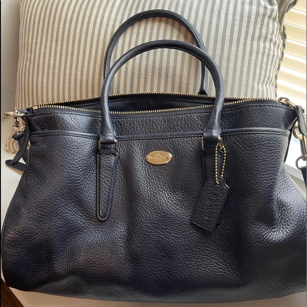 Beautiful Navy blue pebbled leather Coach bag